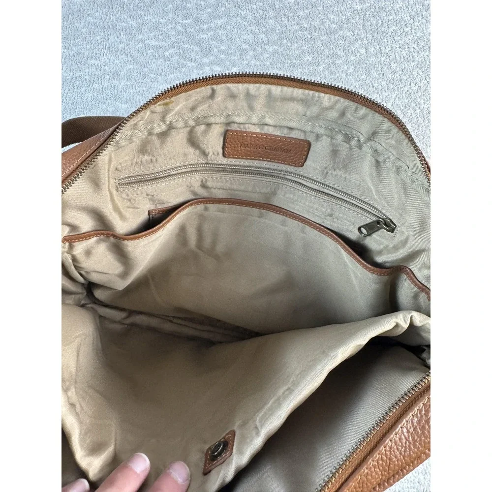 Mark & Graham‎ Pebbled Leather Briefcase Laptop Bag Brown Crossbody Messenger